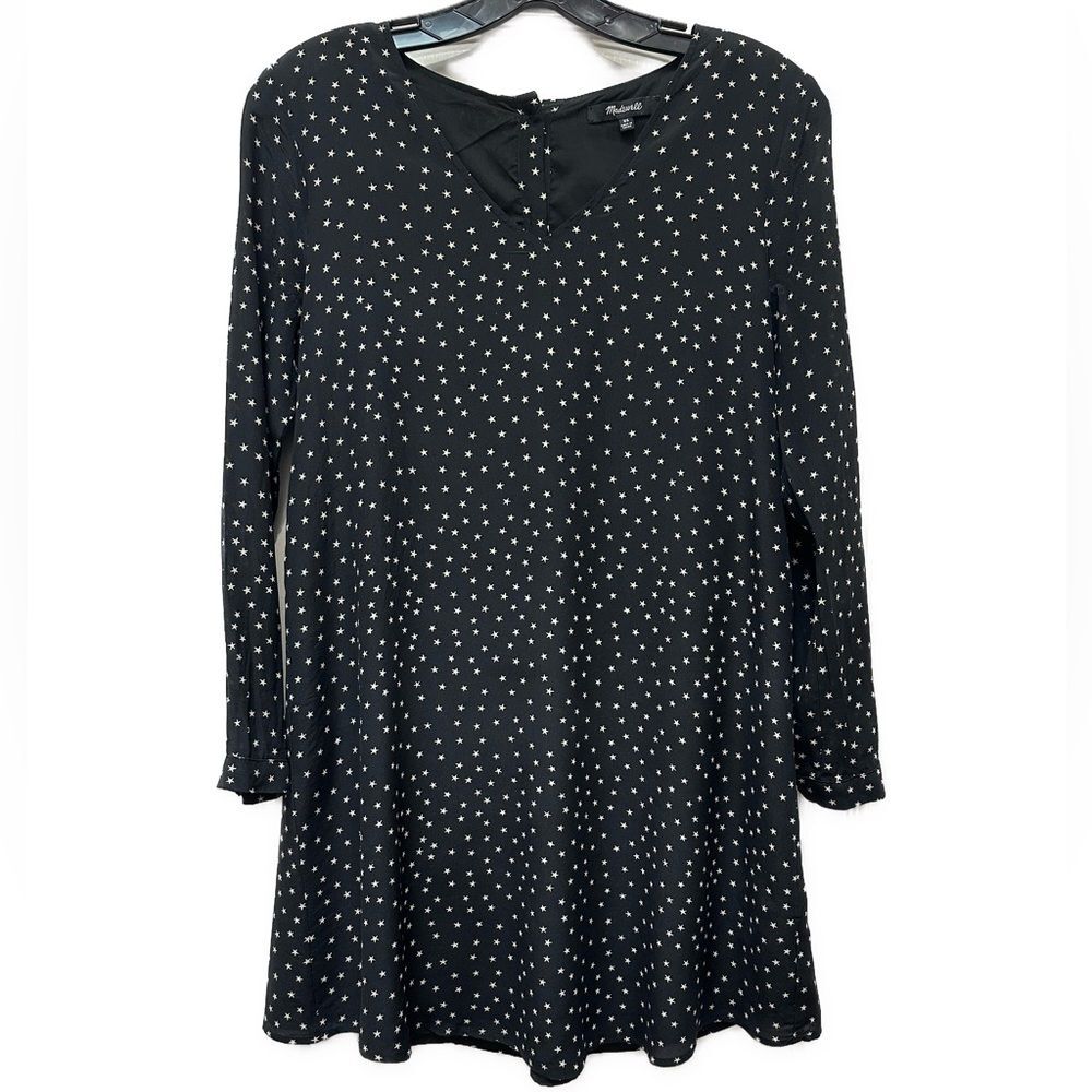 Madewell Silk Scatter Stars Black Dress Size XS
